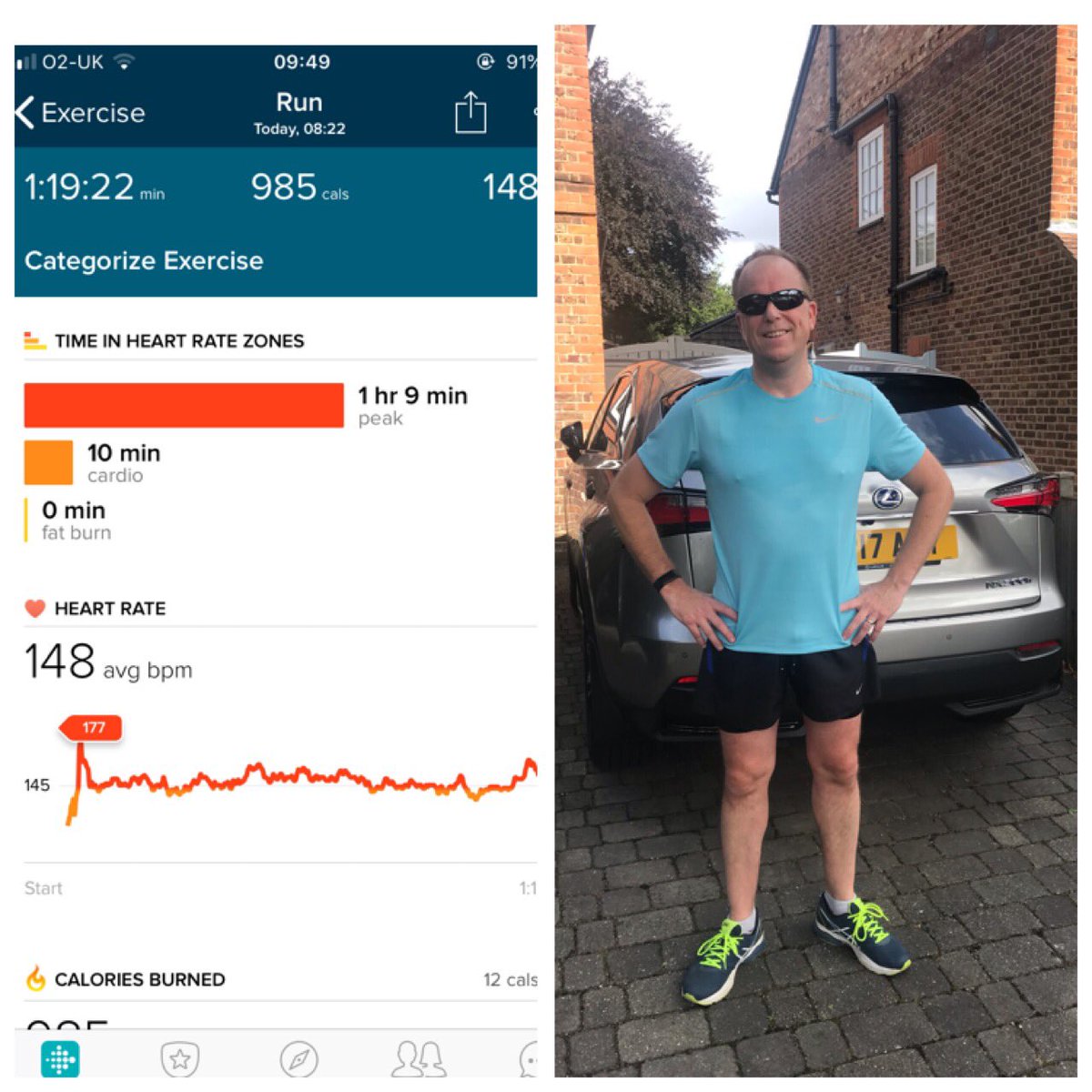 My fitness journey continues, lost 2 stone in 6 months . Today new PB 6 1/2 mile run in 1 hr 19min . 💪🏻🏃‍♂️😊
