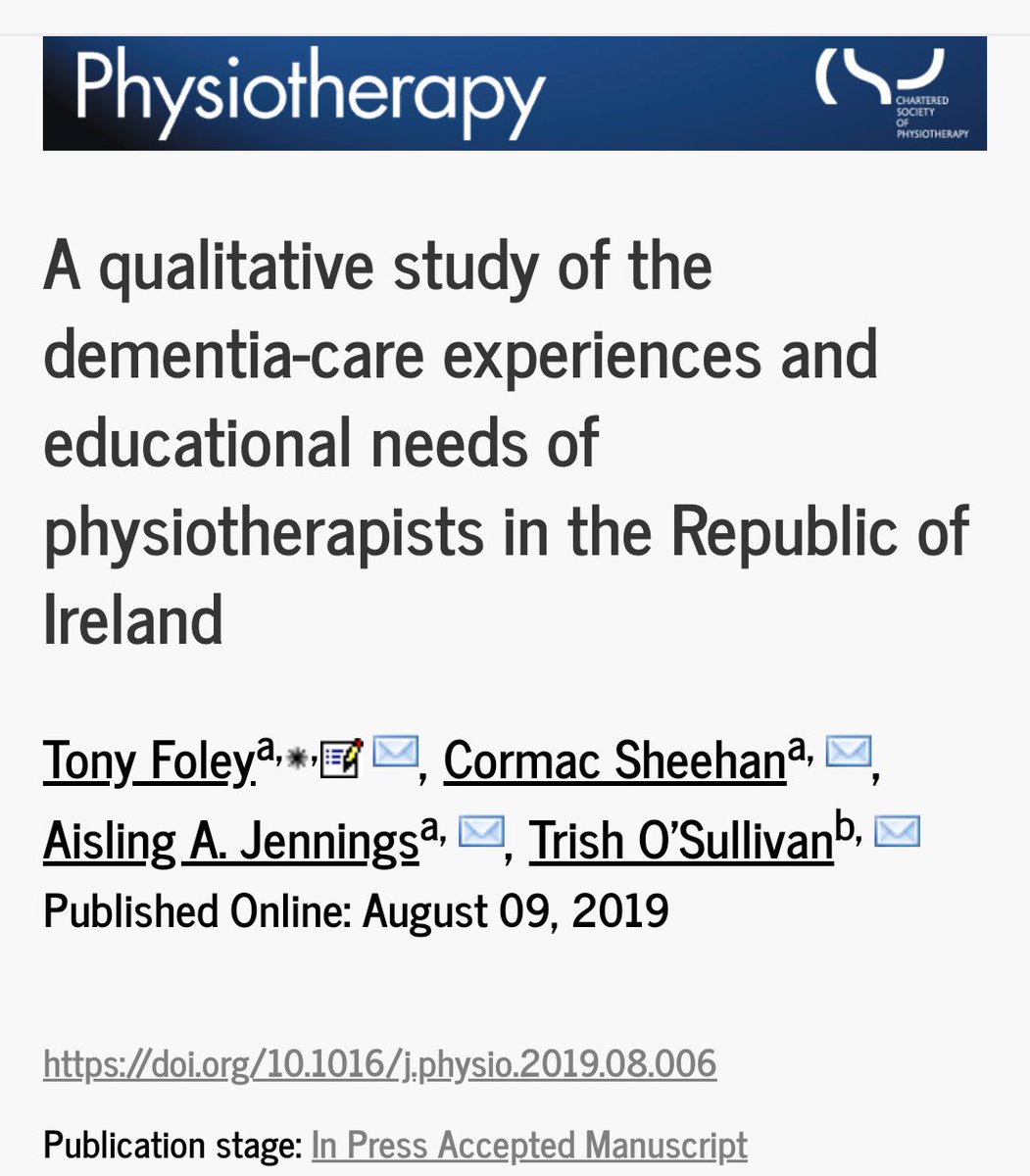 Congratulations to my colleague @TrishLyons4 and team on this excellent paper #dementia #researchledteaching @uccphysio