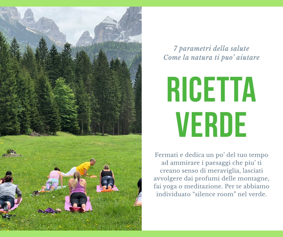 Rilassati e respira in profondità l'essenza della natura. Lasciati accarezzare dall'aria di montagna. Segui le indicazioni della “Ricetta Verde”: insieme a medici e ricercatori abbiamo preparato per te 7+ parametri della salute e cosa fare nella natura per la tua salute. 
<a href="/pnab_/">Parco Naturale Adamello Brenta Geopark</a>