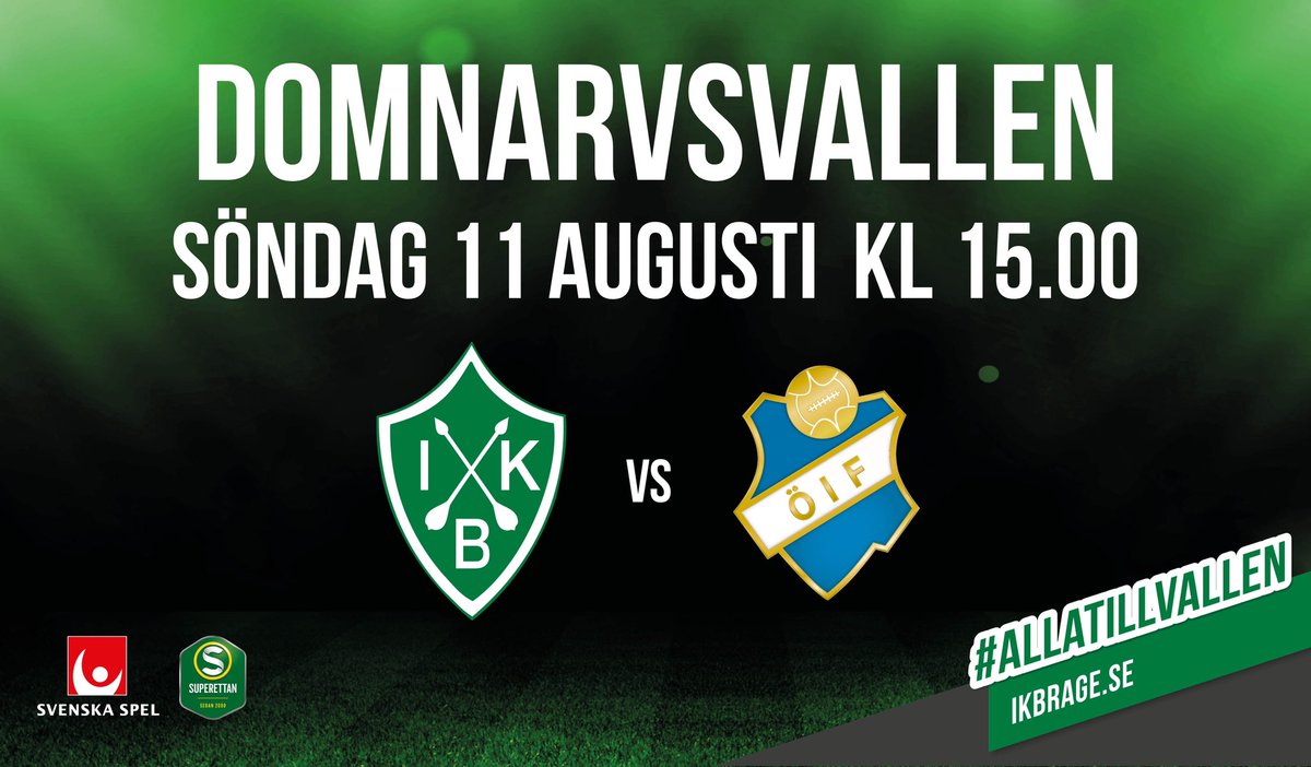 ik_brage's tweet photo. ⚽️MATCHDAG
📆söndag 11/8
🏆@SuperettanSE 
🆚@OstersIF 
📍Borlänge
🏟Domnarvsvallen
🕒15:00
🔑arenan öppnar 14:00
🎫https://t.co/GesyJ6YRNm(fri entré)
☁️17°C
🖥Cmore
📲följ via ikbrage-live app
#ikbrage #borlänge #allatillvallen #tillsammansärviikbrage #superettan #östersif https://t.co/QalnEB7Sn5