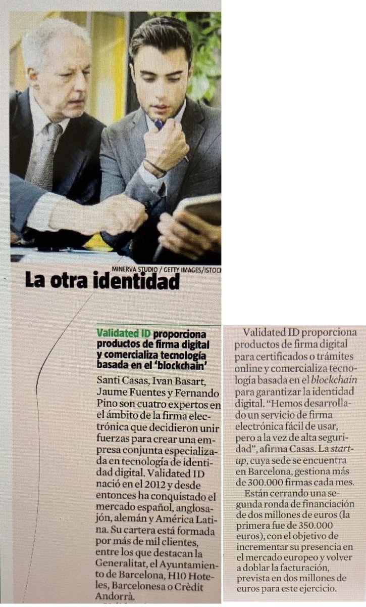 adrianafreitas's tweet photo. Kudos @ValidatedID today at @LaVanguardia 
Great numbers clients and growth
Now in #Barcelona #Madrid #Berlin and #Paris https://t.co/bgB99sK6qc
