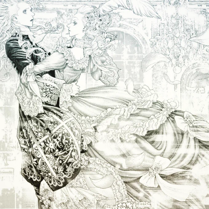 作画2日目。
Marie Joseph Sanson and Marie Antoinette 『最終章 バラベルサイユ』
Last chapter  Bal à Versailles 