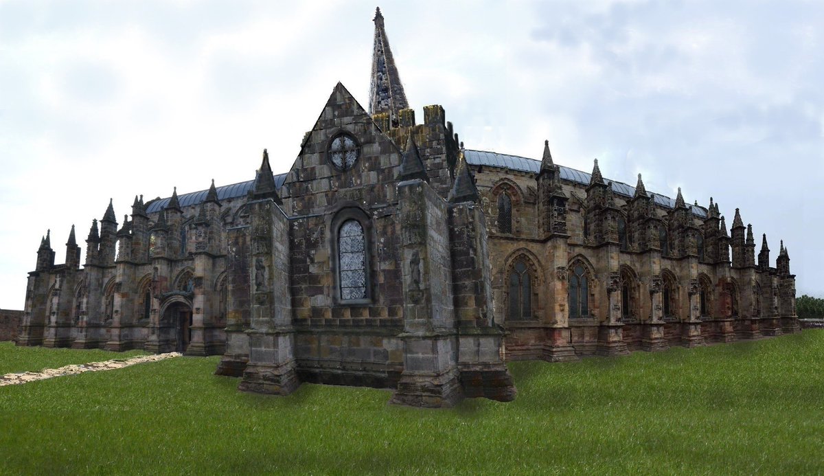 andrewsp2009's tweet photo. Rosslyn Chapel (Scotland) reconstruction suggestion had site been completed to original cruciform plan with extra vault. (Fish eye lense image). A Sinclair family build. #RosslynChapel #ClanSinclair https://t.co/TmingBGyNb