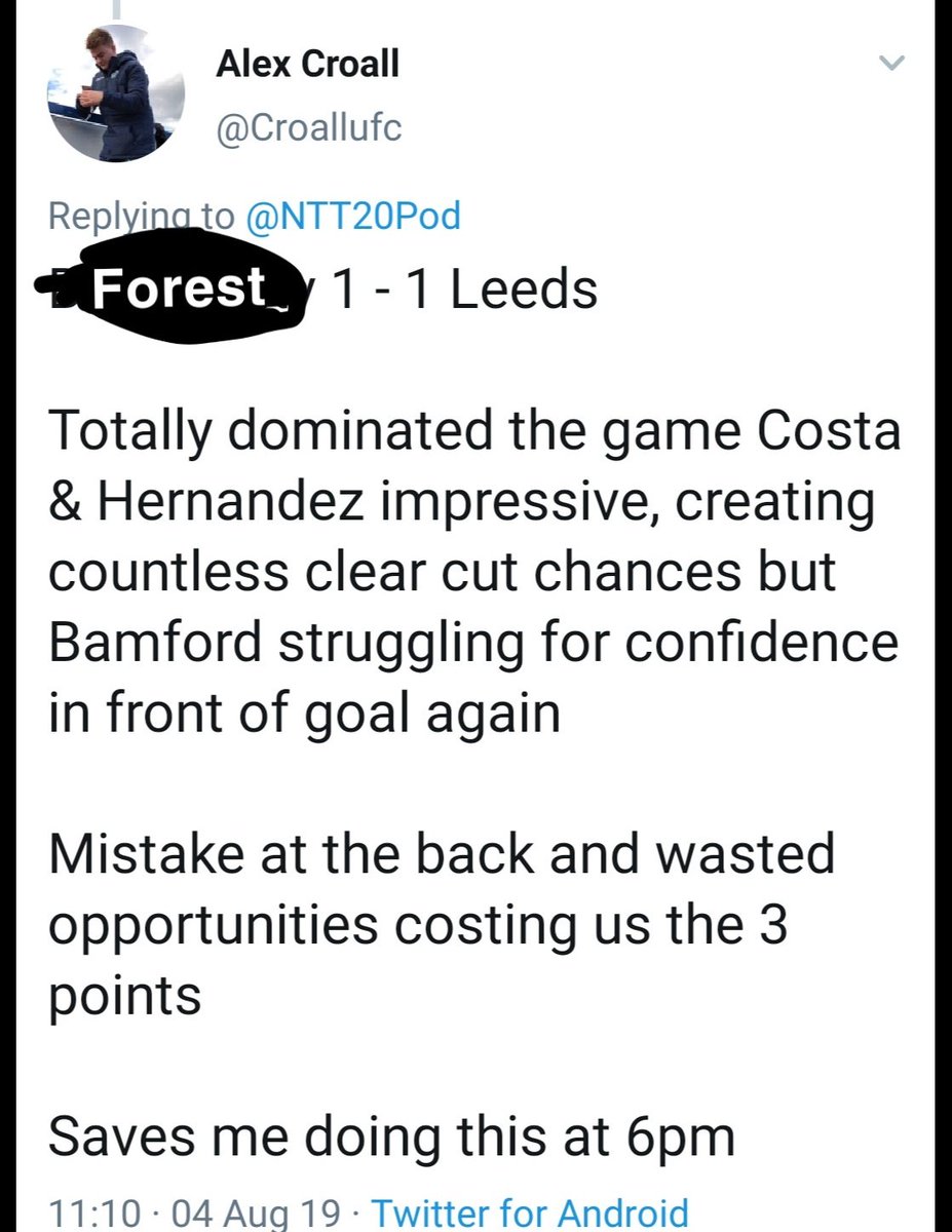 Croallufc's tweet photo. @NTT20Pod My prediction for the Bristol game from last week fits perfectly... https://t.co/oNdYauonEl