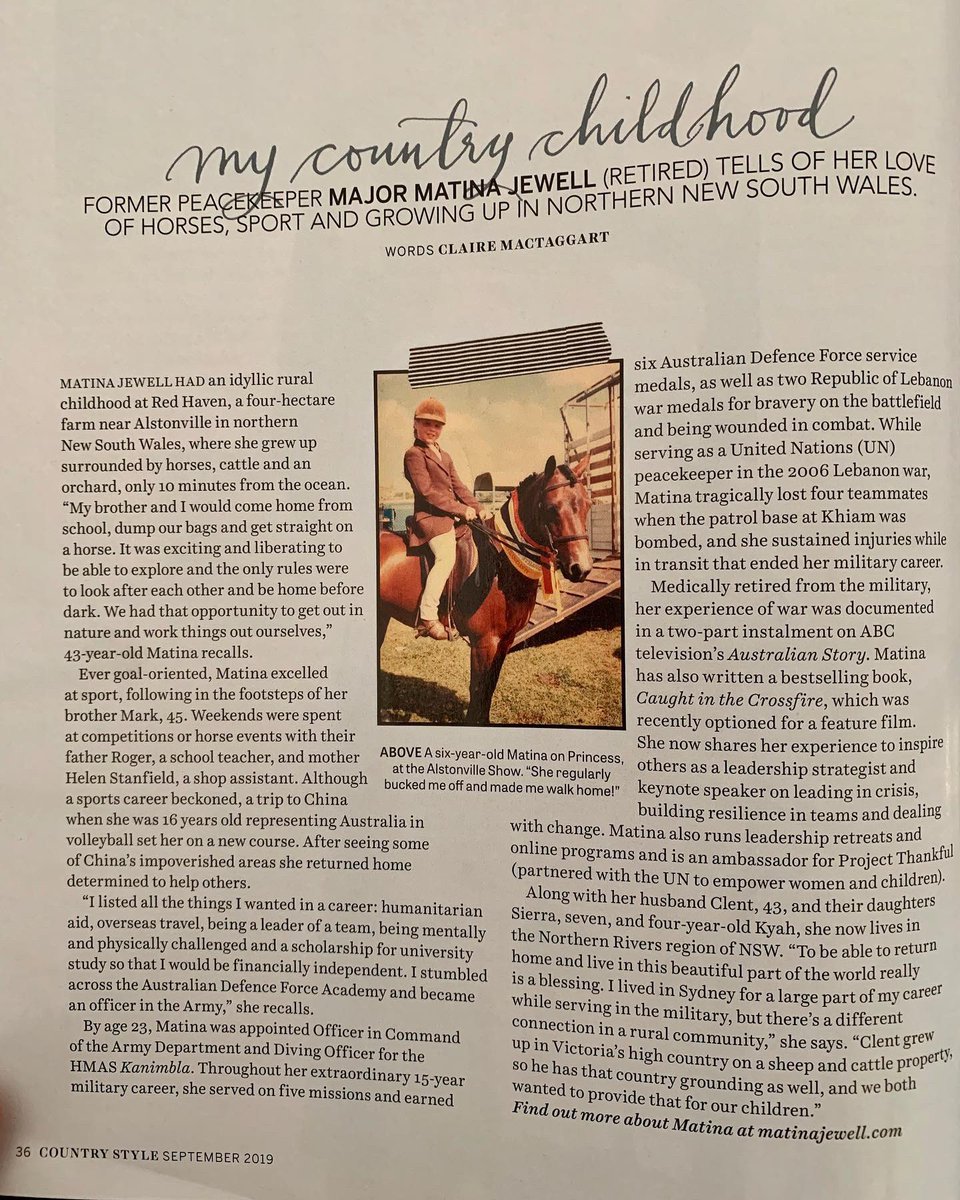 MatinaJewell's tweet photo. Delighted to be featured September edition #CountryStyleMagazine
sharing stories from my childhood growing up #alstonville Magazine out now #countrylife #countrylifestyle #matinajewellonline #bestsellingbook #caughtinthecrossfire @destinationnsw #Destinationtweed #goldcoastevents https://t.co/PooWxE7IIg