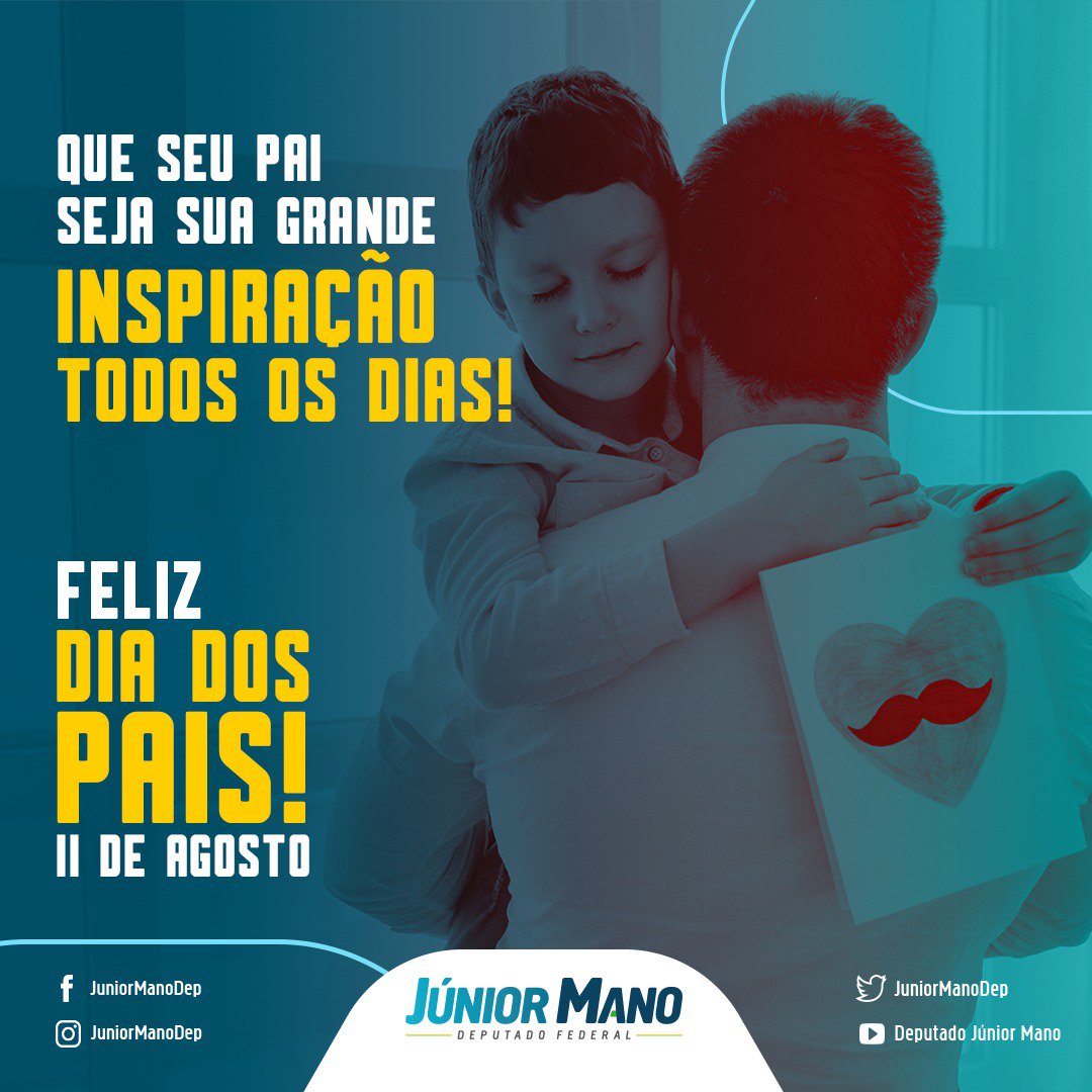 JuniorManoDep's tweet photo. Neste dia tão especial, quero deixar aqui o meu abraço a todos os pais que enfrentam o dia a dia com o coração cheio de amor pelos seus filhos e que lutam para conseguir um futuro melhor para todos eles! Feliz Dia dos Pais!
#DiadosPais #JuniorMano #tmjr #PraFazerDiferente https://t.co/uJETXqatkp