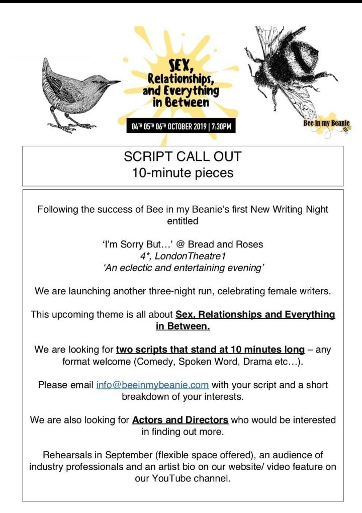 tessagus44's tweet photo. CALL FOR SUBMISSIONS!! Calling writers, actors and directors 😊 https://t.co/oyS7Tn1LM3