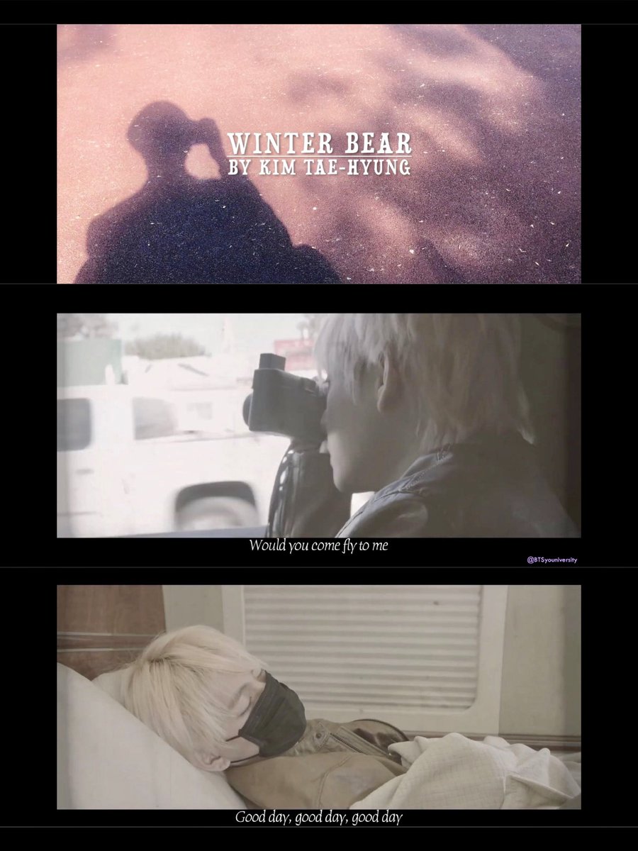 BraveTheSeason's tweet photo. I made a compilation of Taehyung's scenes and put them on slow motion, together with lyrics. This is for ARMYs who can never get enough of him. Purple you!

Winter Bear by V + ENG Lyrics + MV Cuts
https://t.co/oFNuuaAqL4

💜 https://t.co/QoPv2yFZm7