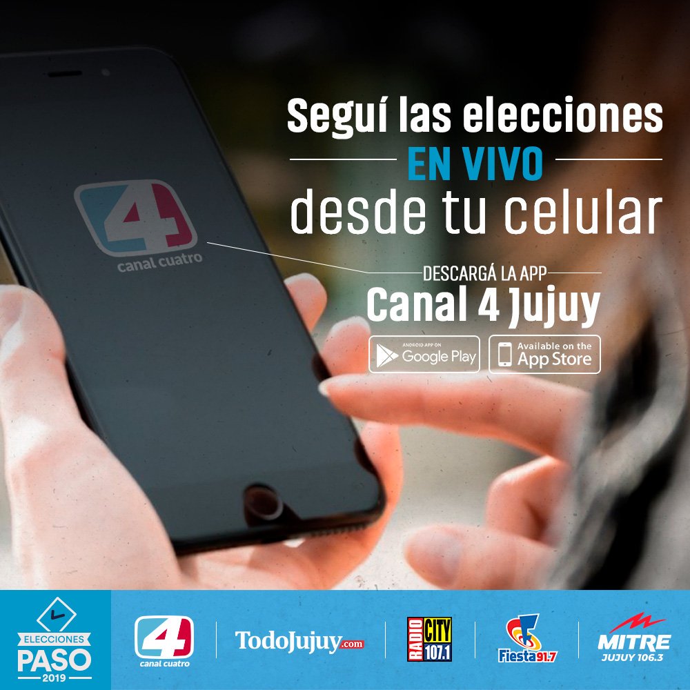 julipose's tweet photo. No te pierdas toda la transmisión en vivo de las #EleccionesPASO2019 #EleccionesArgentina por @canal4jujuy @diarioTodoJujuy @radiocityjujuy @radiofiesta917 https://t.co/8pPMBbpU47