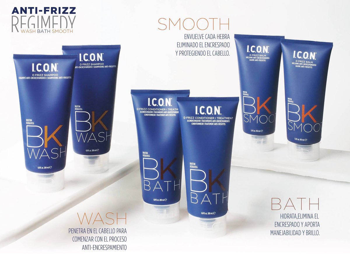 Nuestro #RegimedyAntifrizz combate el encrespamiento gracias a: 

☑️ La Biotina. 

☑️ Keraveg-18.

#IconMexico #IconProducts #Iconculture #Bk #Wash #Bath #Smooth