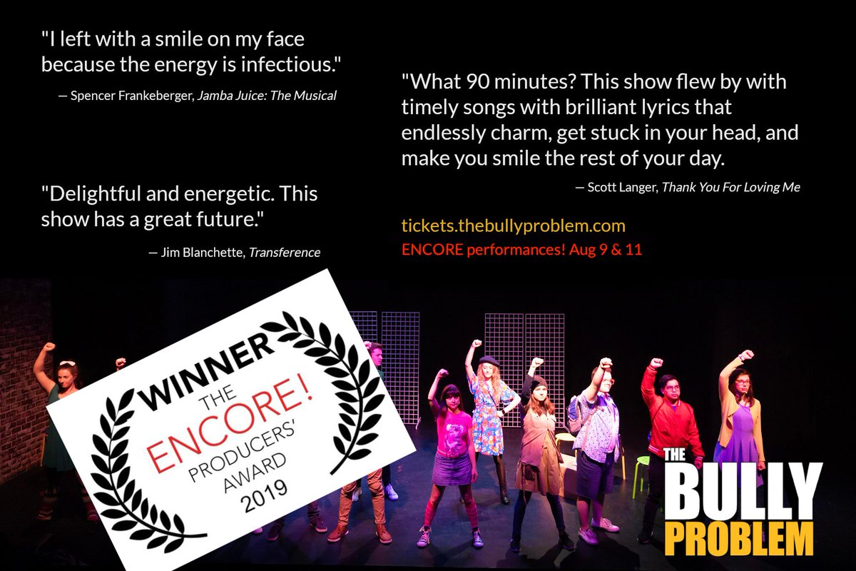 TBPMusical's tweet photo. Tonight (Sunday) at 9pm is your last chance to see The Bully Problem! 

Use the code YESTOROBOTSNOTOBULLIES to get $10 tickets!

https://t.co/yWQsvRDtCt

#hff19 #thebullyproblem #lathtr #latheatre  #musicaltheater #newmusicals #hollywoodencore https://t.co/NRdZwAnpF2