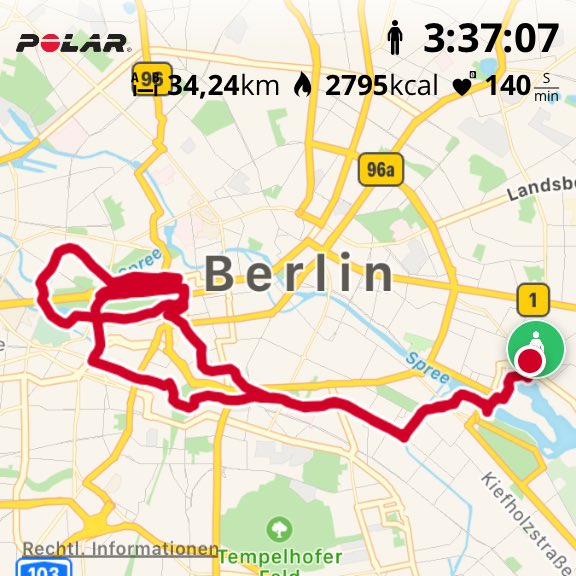 Enigma424's tweet photo. Die Vorbereitungen für den Berlin Marathon kommen gut voran. Heute waren es 34 km in 3:37. Leider etwas warm. #runberlin #BerlinMarathon #Berlinläuft #PolarM430 https://t.co/8Pg1fdB1DY