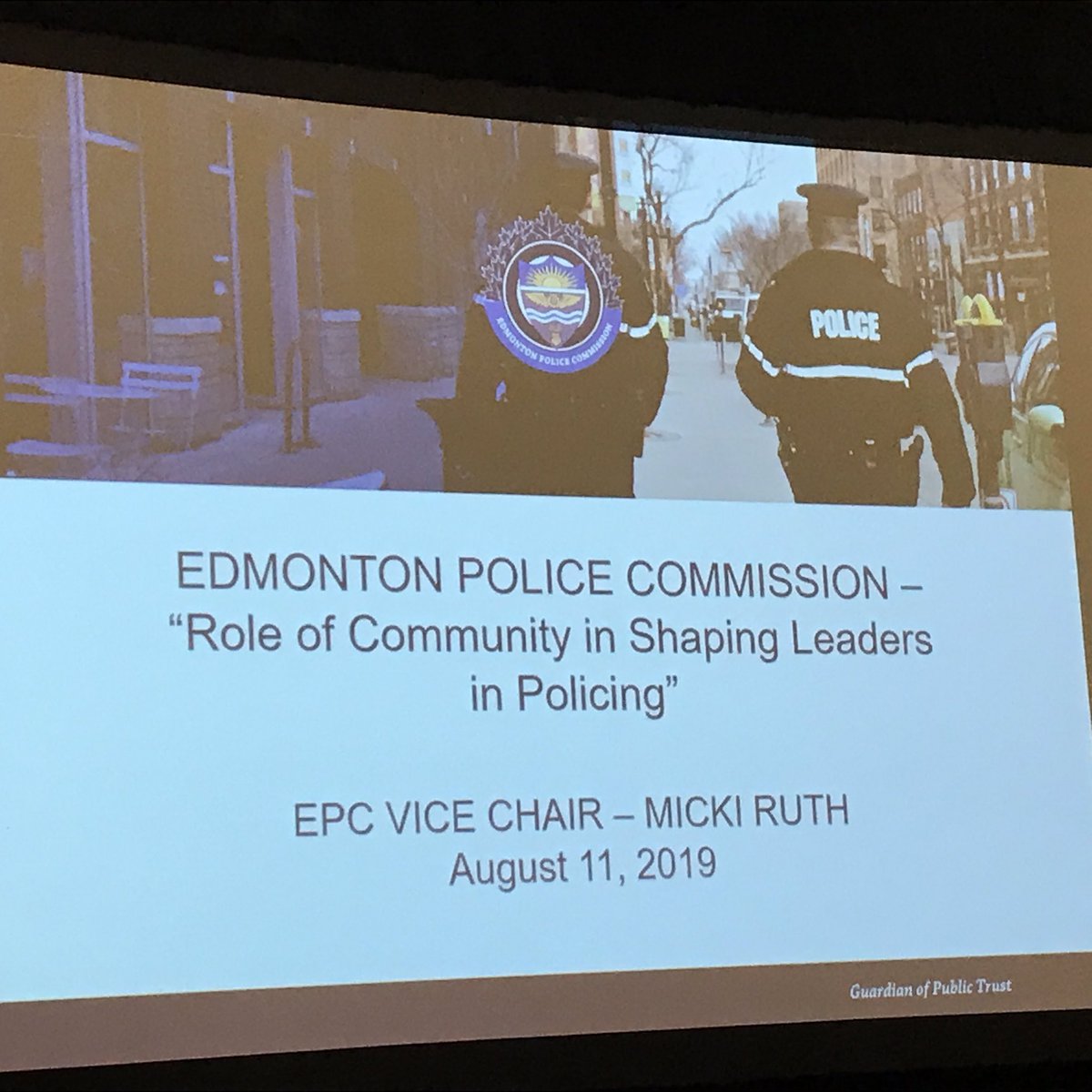 YEG_Commission's tweet photo. Commissioner Ruth speaking at #CAPGConference on hiring a new Chief of Police #Yeg #yyc https://t.co/y6PpSFQ013