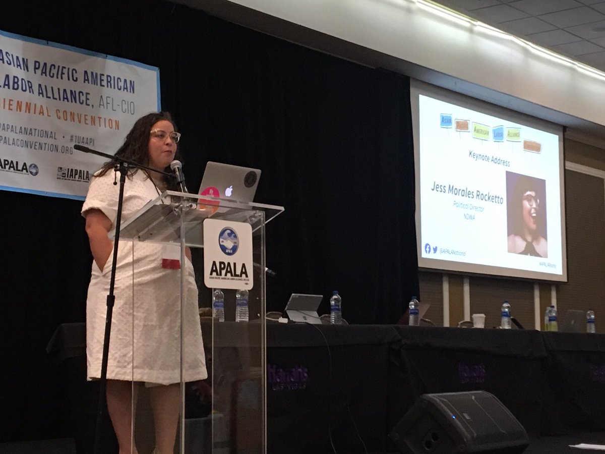 APALAnational's tweet photo. Keynote @JessLivMo of @domesticworkers on how Trump administration is escalating attacks on our families: “And the reality is: none of us is safe...Seven children have died in US custody or within hours of being released. The cruelty is the point.” #APALArising https://t.co/0tF7WSc9Bi