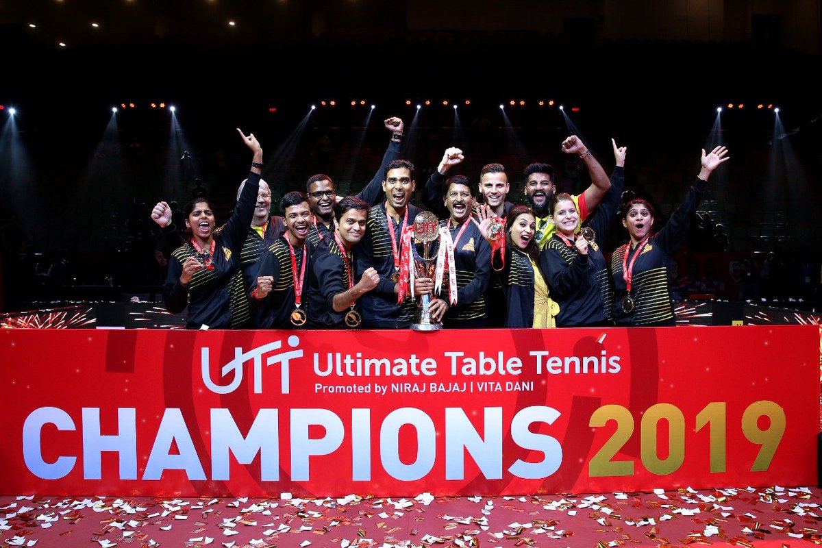 UltTableTennis's tweet photo. MARANA MASS MACHAN! 🏆🔥
#LevelAlagHai #CHEvDEL #UTTFinal @chennailionsttc https://t.co/uHKHXF87Um