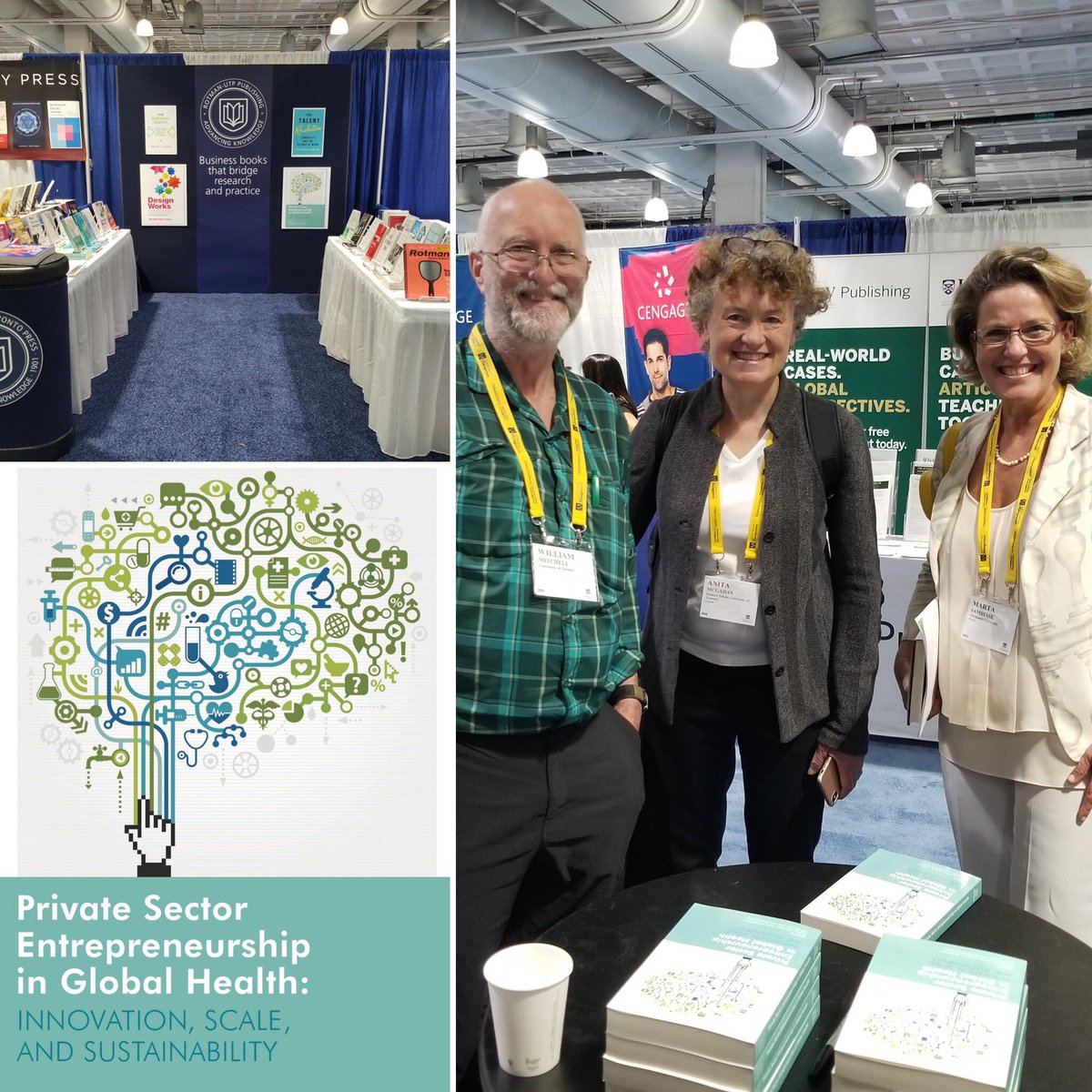 utpress's tweet photo. It was a good day for a launch!Authors @anitamcgahan and Will Mitchell sign copies of their new book at #AOM2019. Private Sector Entrepreneurship in Global Health is now available! Learn more at https://t.co/bxZpTJoWoj. #RotmanUTP @rotmanschool https://t.co/BHXrKlMBWR