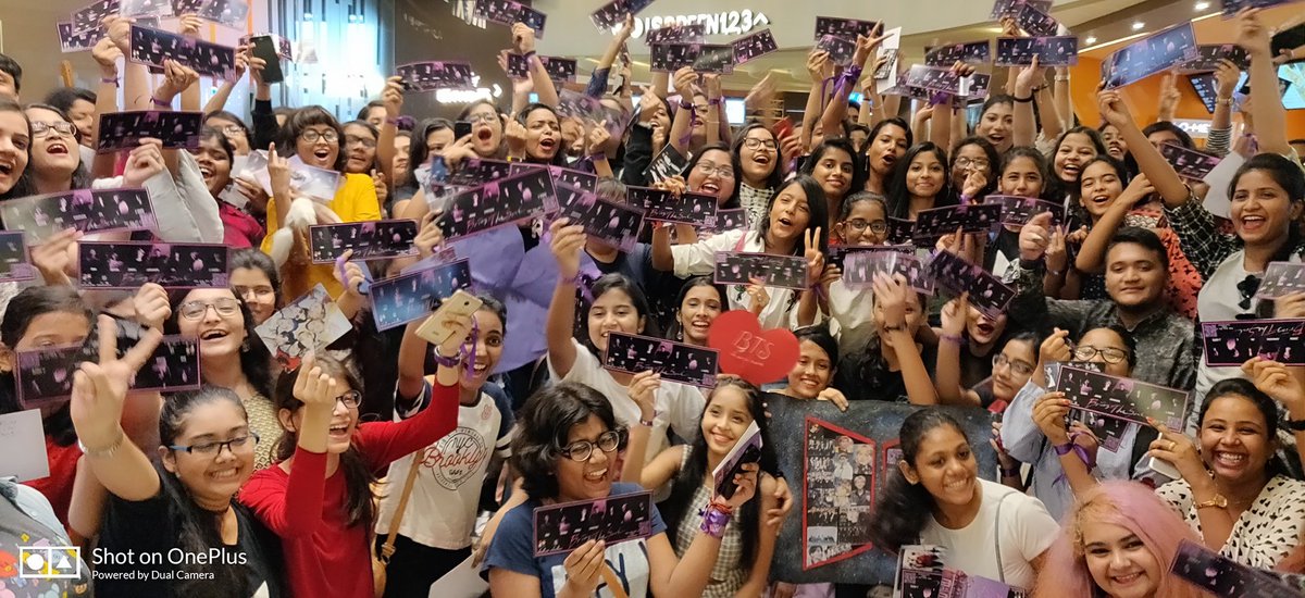 btsbengalarmys's tweet photo. INOX South City 3pm show was packed with enthusiastic Kolkata Armys! I hope you loved our banner, photocard and purple ribbons! And most importantly enjoyed the movie and had a memorable day! And @BTS_twt thank you for existing and giving us so much happiness... WE PURPLE YOU! 💜 https://t.co/R6GXEg1iV0