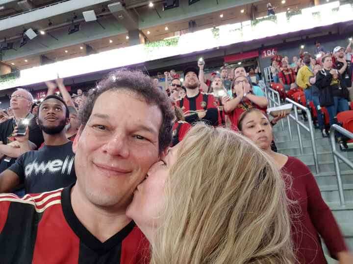 tammyfeora's tweet photo. Giving the Birthday Boy a smooch!  Happy 50th Birthday Eric! #ATLNYCFCBDAY https://t.co/jdA1fyXt8J