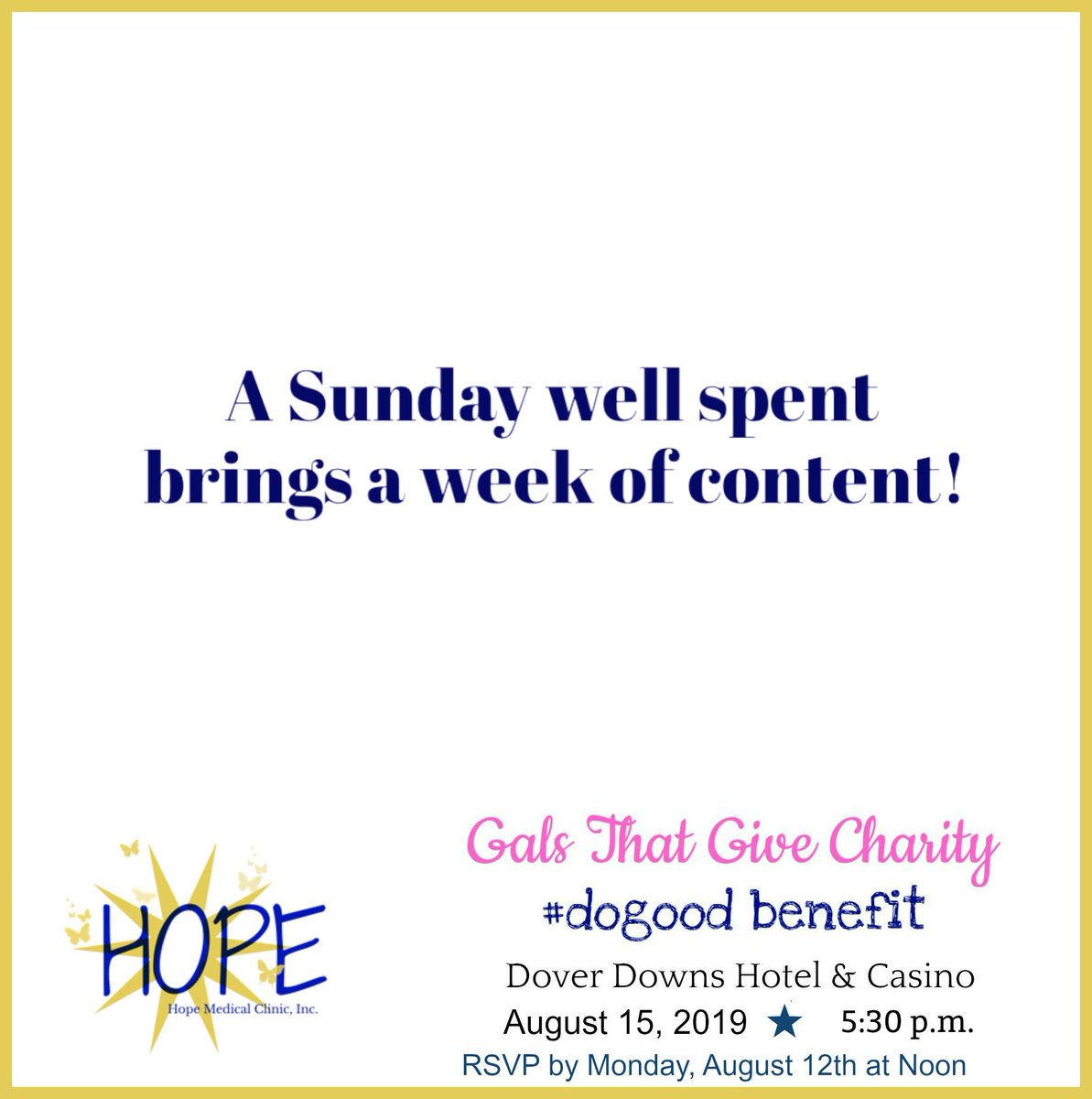 💕 It’s almost #DoGood week! Ticket sales end tomorrow at noon at bit.ly/GalsHopeMedica… 💕 #netde #gals4charity