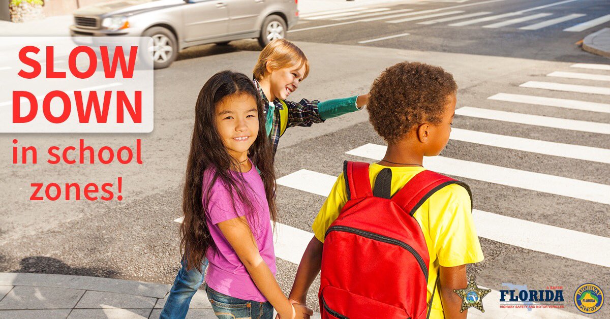 ECSONews's tweet photo. Children are back at school on Monday - SLOW DOWN when driving through school zones! #ChildSafetyFL #ecso #pensacola #yoursheriffsoffice @NR1620 https://t.co/7PtTCoib8e