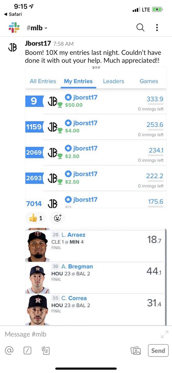 WinDailySports's tweet photo. 🙏🙏🙏 Nothing better then waking up to see all of our premium gold #WINDAILYSPORTS subscribers crush the #mlb slate. #cheatsheets + #slackchannel + #projectionmodels = #profits 💰💰💰 if you haven’t signed up take advantage of the early bird offer at https://t.co/PDHRDAfThl https://t.co/NkHIeeFoqb
