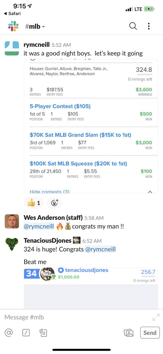 WinDailySports's tweet photo. 🙏🙏🙏 Nothing better then waking up to see all of our premium gold #WINDAILYSPORTS subscribers crush the #mlb slate. #cheatsheets + #slackchannel + #projectionmodels = #profits 💰💰💰 if you haven’t signed up take advantage of the early bird offer at https://t.co/PDHRDAfThl https://t.co/NkHIeeFoqb