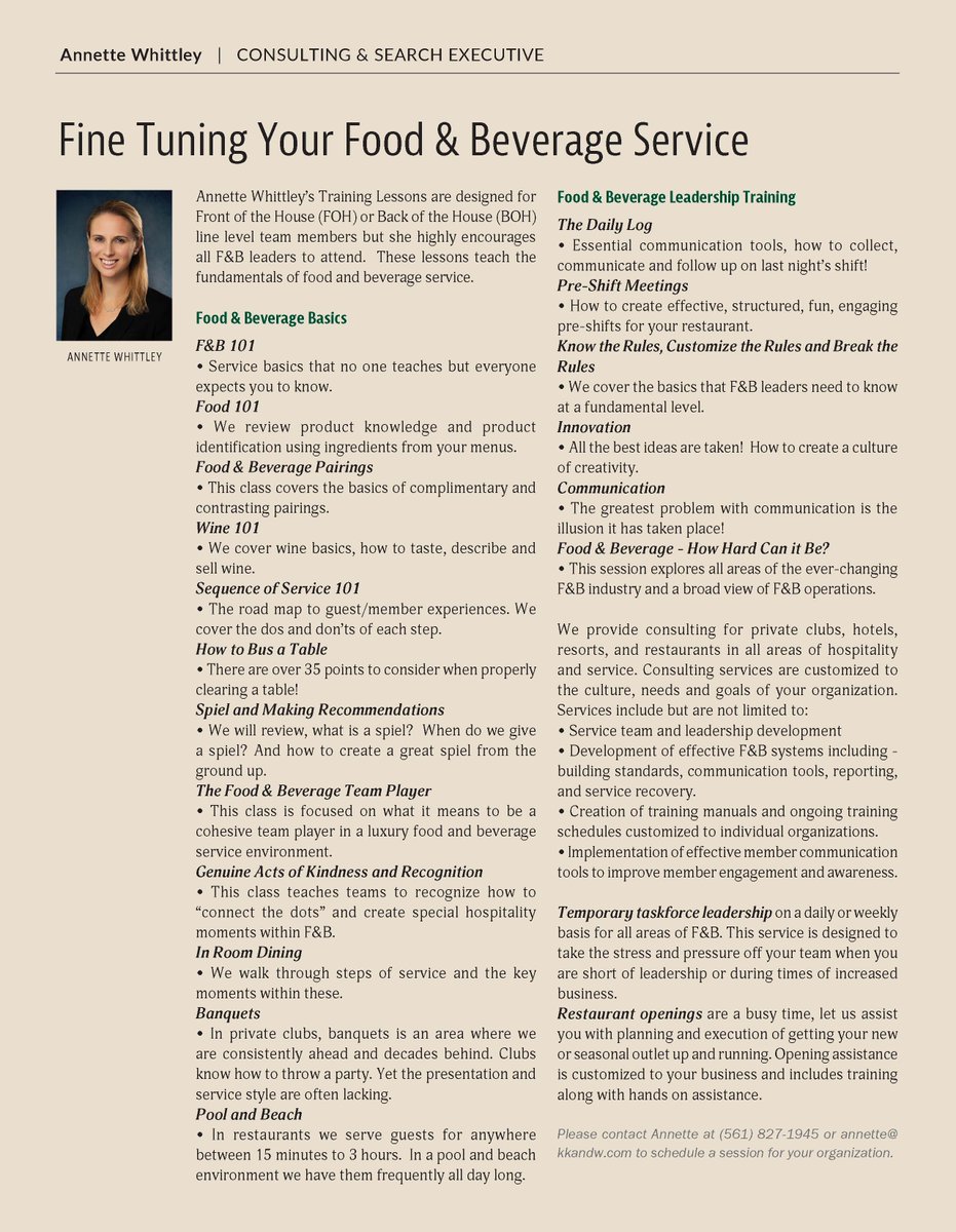 KKW_Update's tweet image. Fine Tuning Your Food &amp;amp; Beverage Service with KK&amp;amp;W&apos;s Annette Whittley #FandBservice #leadershiptraining #FandBtraining
