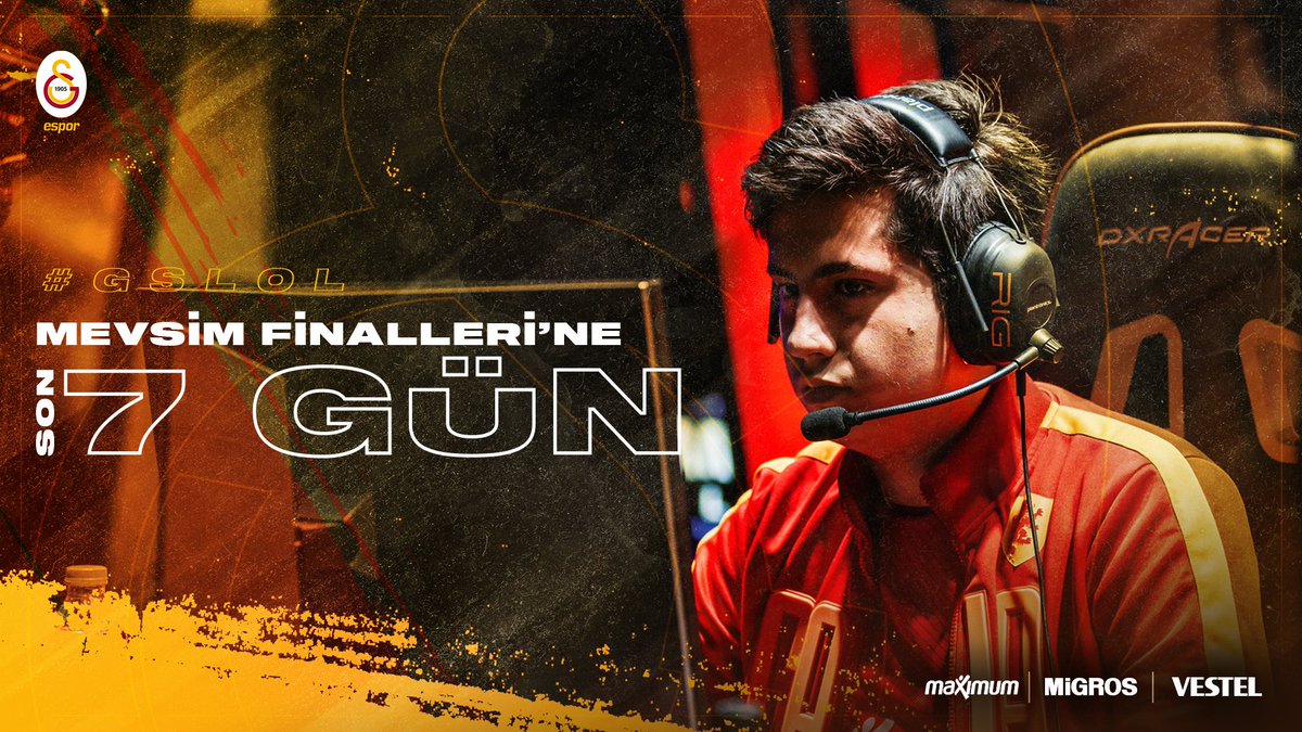 GSEsports's tweet photo. 7️⃣ Yaz Mevsimi Finalleri'nin başlamasına son 7 gün! #ŞimdiBizimZamanımız 💛❤️ #GSLOL 🦁 https://t.co/RtgRRA9rXd