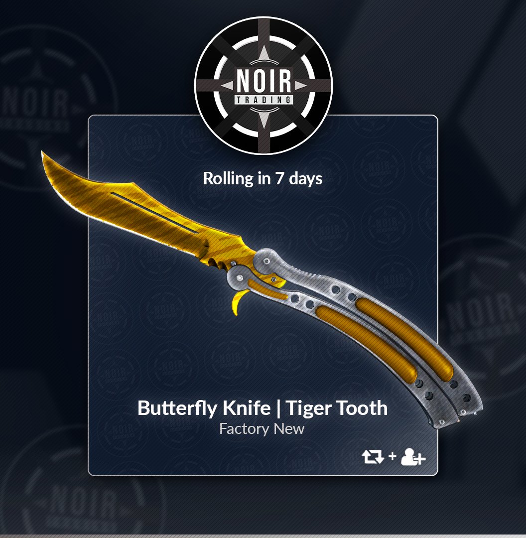 anomalyxd's tweet photo. 🎁 BUTTERFLY | TIGER TOOTH FN GIVEAWAY💎

* RT
* FOLLOW @anomalyxd
* FOLLOW @NoirTrading
* JOIN NOIR TRADE STEAM GROUP (https://t.co/8l7uSXlihY)
* JOIN NOIR TRADE DISCORD (https://t.co/zFZrTKHofN)
* JOIN NOIR TRADING SERVER (74.91.116.208:27015)

Winner picked in 7 days! 💰🔥 https://t.co/9bz4CA4yW5