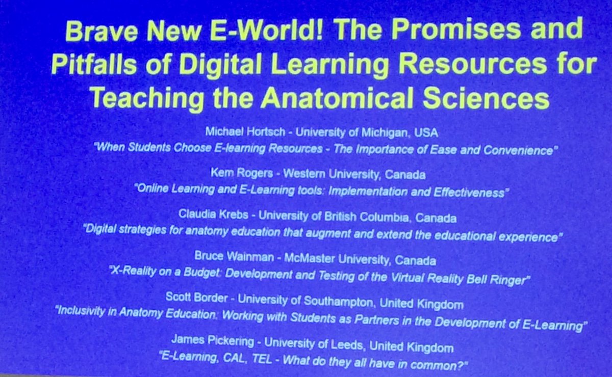 Chapman_Histo's tweet photo. Brave New E-World just starting... #IFAA2019 ⁦@IFAA2019⁩ ⁦@AnatomyOrg⁩ https://t.co/MmuCCvb2dL