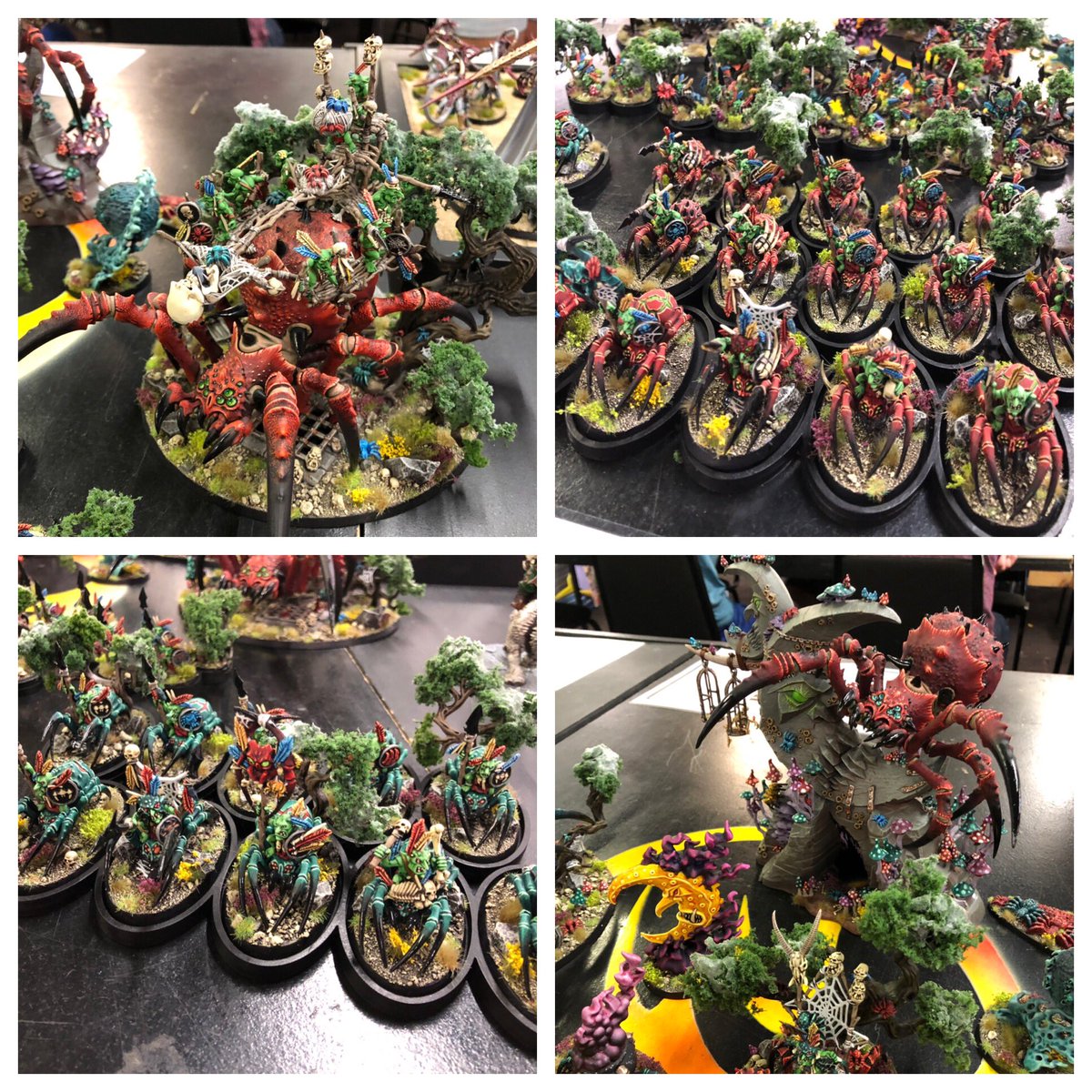 BenJohnson0013's tweet photo. Beautiful Spiderfang army by @The_steviosi it got my vote this weekend at #Blackout19 #Slaanesh #AoS https://t.co/CpMSTxcx2b