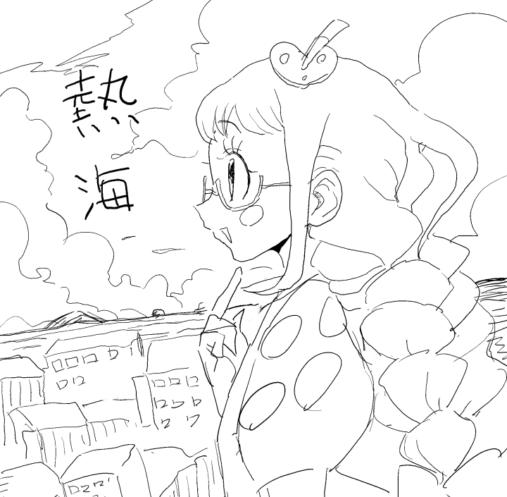 全然眠気がこないので旅館の談話室で描いてた 