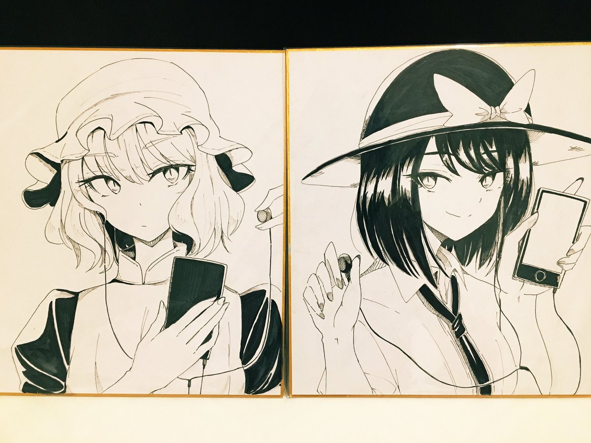明日の色紙、魔理沙と蓮メリ 