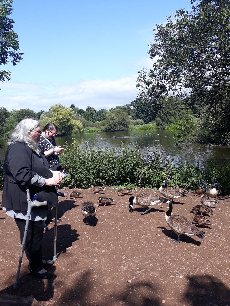 beaudesertcare's tweet photo. Friday, we managed to dodge the rain and enjoyed the glorious sunshine whilst visiting The Wolseley Centre at The Staffordshire Wildlife Trust. Our B.E.A.T team particularly enjoyed engaging with the nature around us and the ducks and geese were thankful too! https://t.co/S4rMlqGNAw