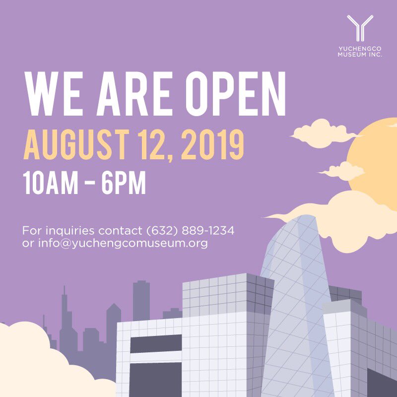 yuchengcomuseum's tweet photo. FYI friends!
.
We are OPEN tomorrow, August 12, 2019
#YuchengcoMuseum #Museums #MuseumsPh #PhilippineMuseums #PhilippineNationalArtist #Painting #Colors #VariationsofExpression #LyricalLife #HaloHaloMixMix #Exhibits #History #YGCGallery #RizalianaGallery #HowDoYouMuseum https://t.co/4EnODqlZhA