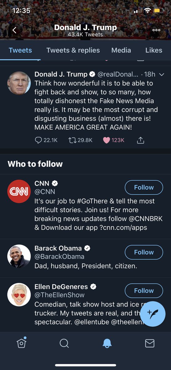 MatthewKlee0309's tweet photo. Lol. These suggested people are nothing like President Trump!  Odd that’s who they push when you go find the Presidential handle https://t.co/q5VaYc3Vd3