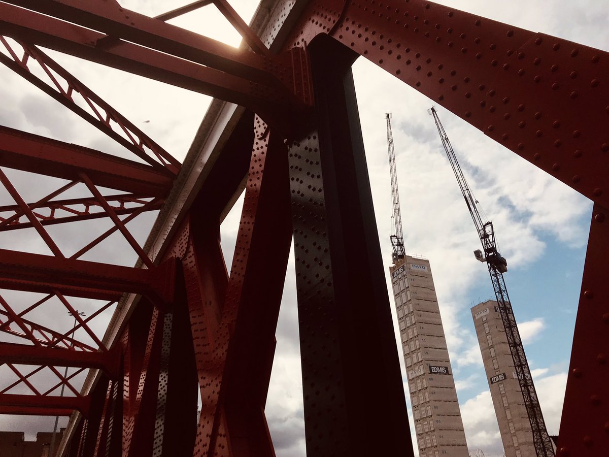 chrisgaffey's tweet photo. The traditional opening day of the season swing bridge crossing from Salford to OT. Different view each year. #MUFC https://t.co/DxjaiyO0PV
