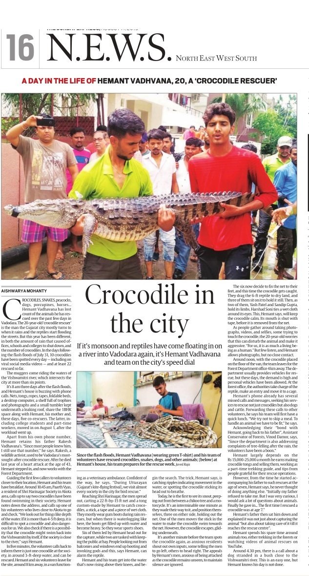 pirouetteworld's tweet photo. With less than 2 hours of sleep for the next three days n more after the Vadodara flash floods, crocodile rescuers had their busiest days with at least 22 crocs rescued in 3 days. 
Spending a day with one of them, I report for @IndianExpress 
A day in the life of a croc rescuer https://t.co/ve2bmtxGdo