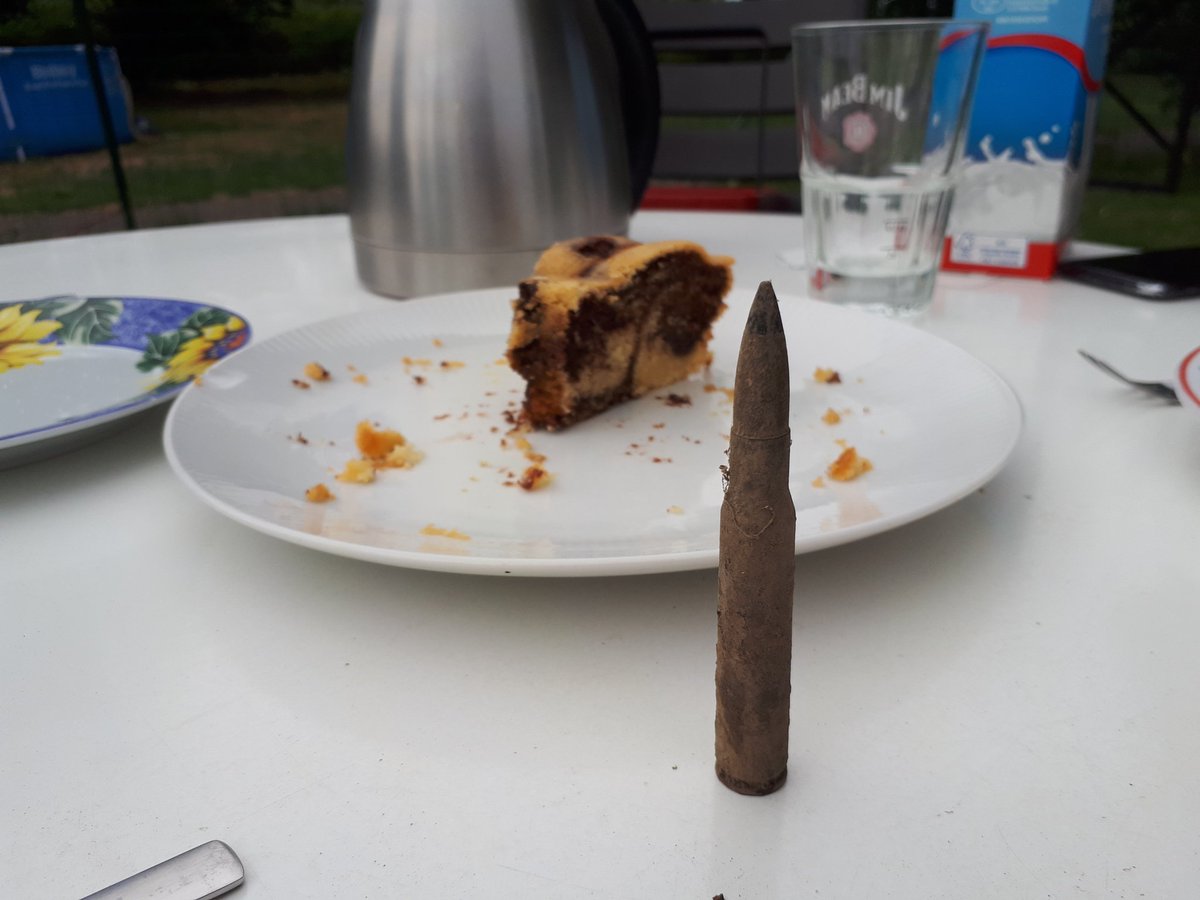 rgpoulussen's tweet photo. An armour piercing round (a lovely present from Marc) and homemade marmorkuchen. #ThanksMarc https://t.co/tlT6IfPNCv