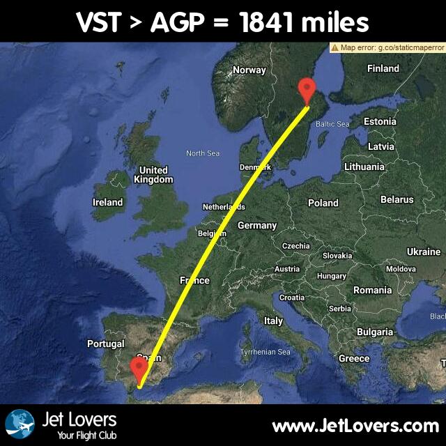 trivsel_torsten's tweet photo. My flight #76 on #JetLovers: VST > AGP - another 1841 miles in the air! https://t.co/zNU0HNXWUH https://t.co/JyXHTfHjlb