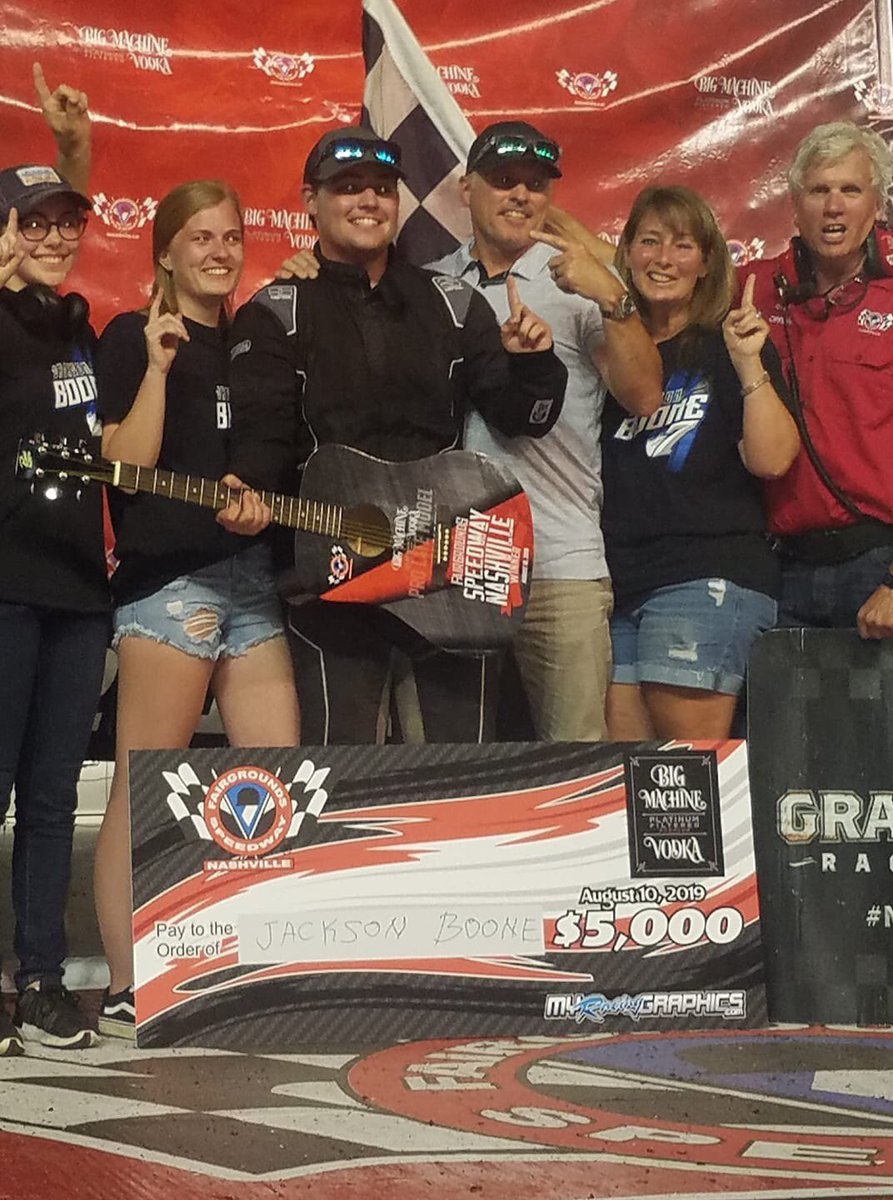 PHSTeam2019's tweet photo. OUR @jacksonboone7 won tonight at the Speedway!  He finished ahead of a former NASCAR champion! Y’all, OUR Jackson Boone! 🏁🏎 🏆 #number7wasnumber1 https://t.co/XCaQgavSXZ