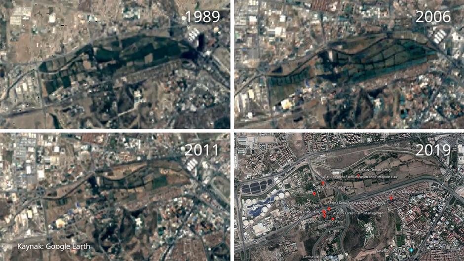 dw_turkce's tweet photo. Türkiye bugünlerde Kaz Dağları’ndaki doğa tahribatını konuşurken Ankara'nın göbeğindeki Atatürk Orman Çiftliği, arazisinin yarıya yakınını kaybetti 

Bölgede yıllar içinde yaşanan değişim, uydu görüntülerine de yansıdı 

#DWHaber
https://t.co/YV7IqcGXeA https://t.co/lq4ZWwH20M
