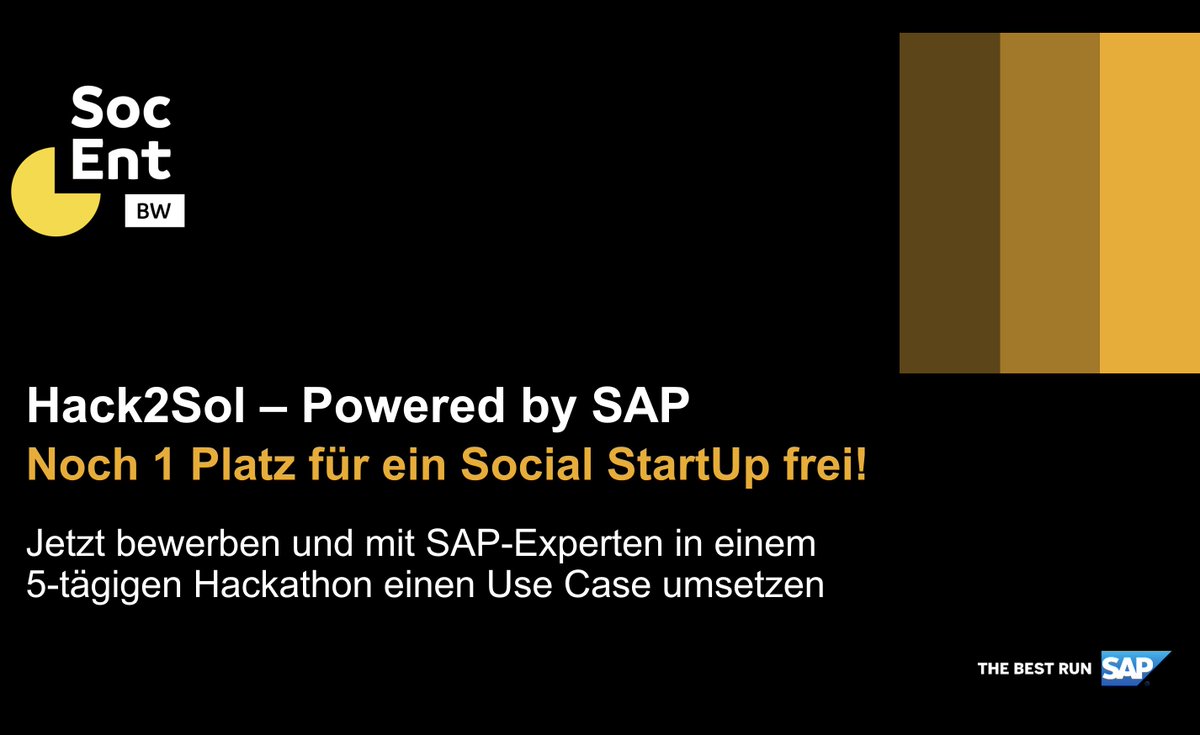 DrSchnuw's tweet photo. Du möchtest Deinen digitalen Prototypen mit Unterstützung von Mitarbeiter*innen von @SAPdach entwickeln lassen? Dann bewerbe Dich schnell noch für den #Hack2Sol Hackathon! @sap4good @SocEntBW https://t.co/hmGkOQRE3N https://t.co/VHpYk0aYJ9