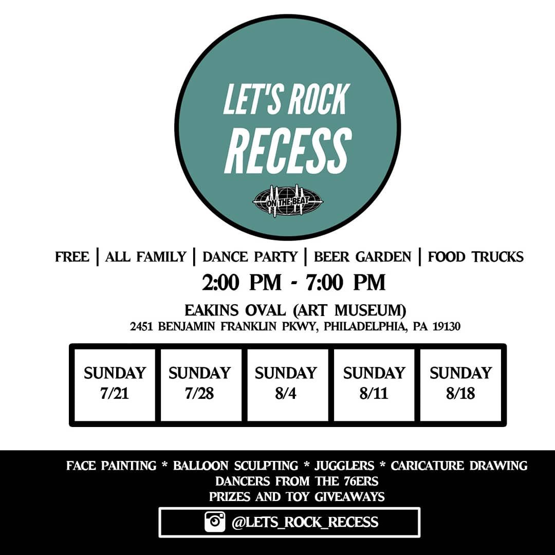 pjpositive's tweet photo. @pjpositive @TheOvalPHL #letsrockrecess TODAY 4pm-7pm Live performance, don’t miss out! #Philadelphia #hiphop #dance #projectpositive #theoval #community #family #cookout #bbq https://t.co/q6qxzGPkc3