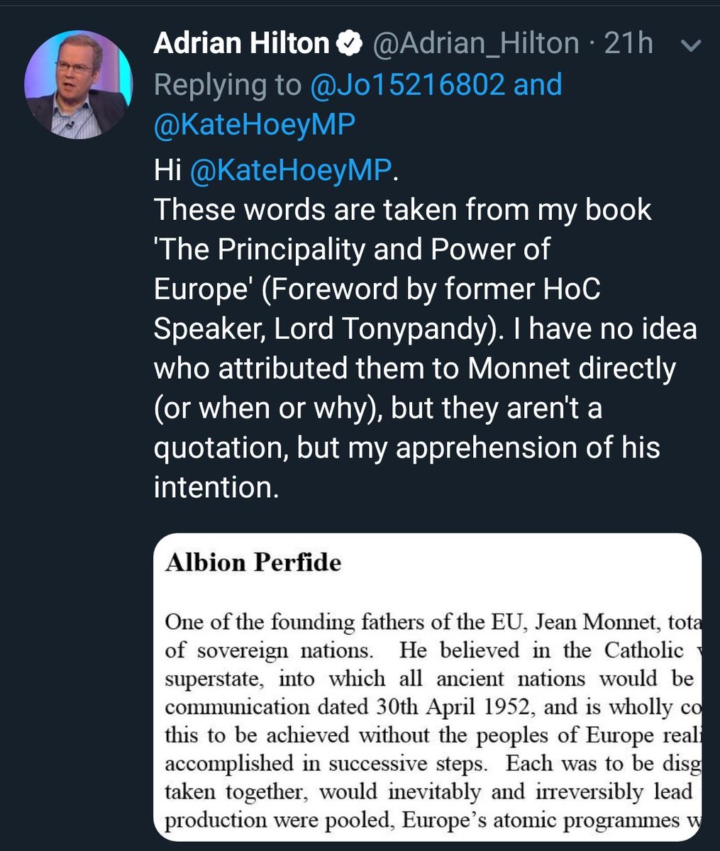 StevePeers's tweet photo. Kate Hoey tweets a fake quote. The *actual author* of the quote tells her she is wrong. She leaves the fake quote up. Utterly contemptible. Wonder if Gove's "fake news" outfit will correct her? https://t.co/9Izi2RT0EL