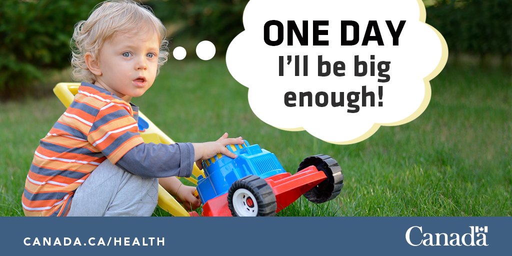 GovCanHealth's tweet photo. Children might think it's fun to ride the big #lawnmower, but it's important to keep them away from the mowing area and never allow them to ride or operate a lawnmower. 
https://t.co/kXVRo9jFOT #backyardsafety https://t.co/jJsEQTlbc8