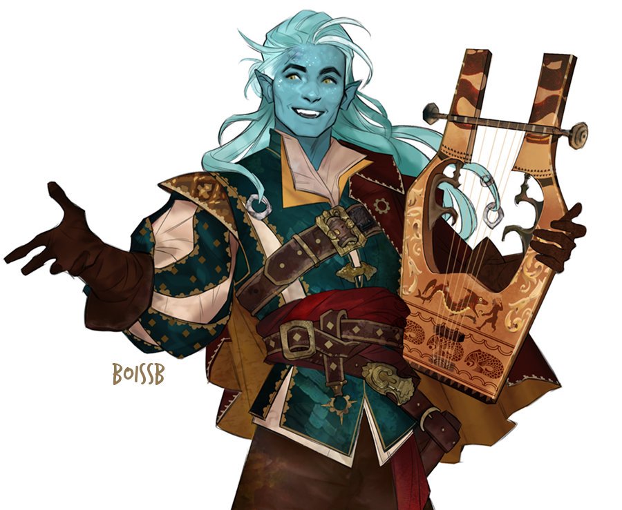 BoissB_'s tweet photo. Sergei is a happy boy who can either sing you a lovely ballad or get rid of that corrupted nobleman that keeps f*cking over your neighbourhood🧡🥰
My #dnd oc bard triton!

#dungeonsanddragons https://t.co/cfowBzayKr