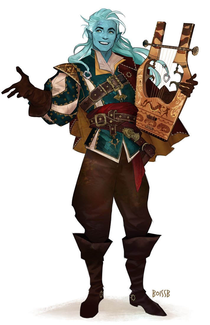 BoissB_'s tweet photo. Sergei is a happy boy who can either sing you a lovely ballad or get rid of that corrupted nobleman that keeps f*cking over your neighbourhood🧡🥰
My #dnd oc bard triton!

#dungeonsanddragons https://t.co/cfowBzayKr