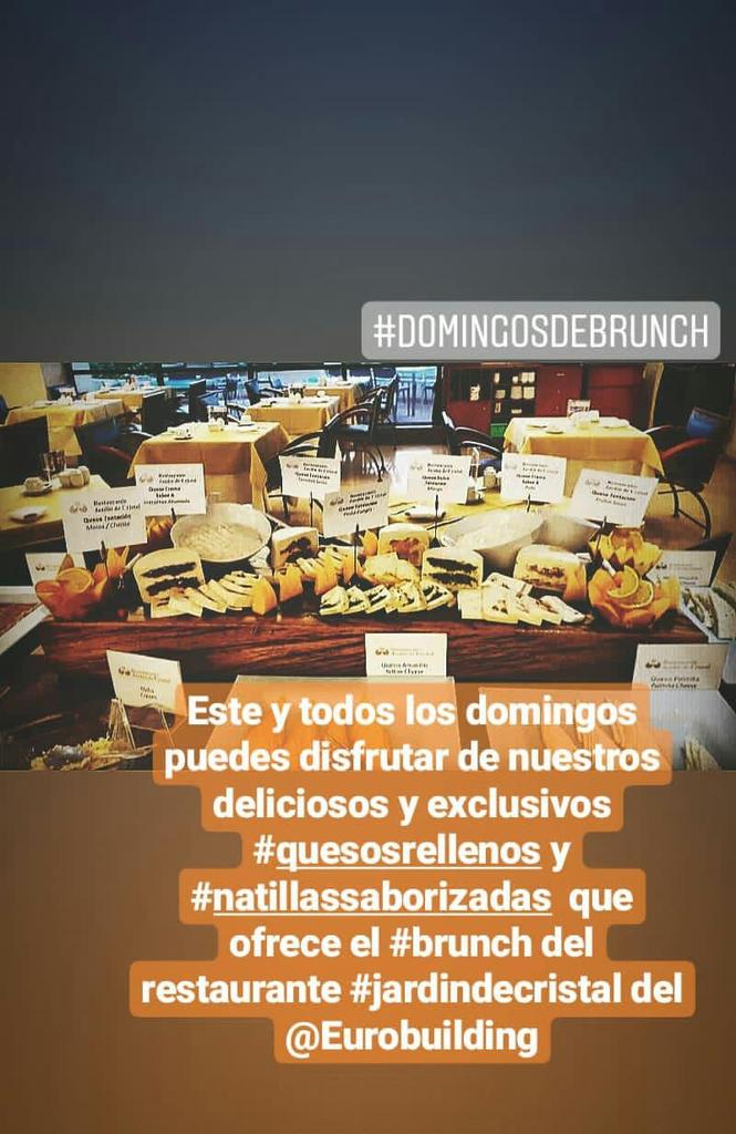 alambiqueranch's tweet photo. #domingo11 disfruta de nuestros deliciosos y exclusivos #quesosrellenos y #natillassaborizadas que ofrece el #brunch del restaurant #jardindecristal del @eurobuilding https://t.co/3YjYodXGu8