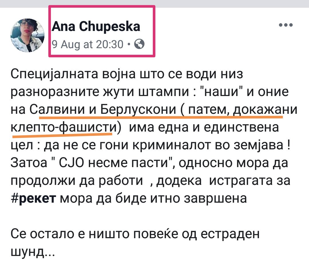 After italian <a href="/LaVeritaWeb/">La Verità</a> published materials about Reketheering crime in #Macedonia, Prof Chupeska, appointed by MFA Dimitrov in the GR-MK Committee, stated it's special war conducted by "clepto fascist <a href="/matteosalvinimi/">Matteo Salvini</a> &amp; Berlusconi". Very offending to Amb <a href="/carloromeo70/">Carlo Romeo</a> &amp; Italy